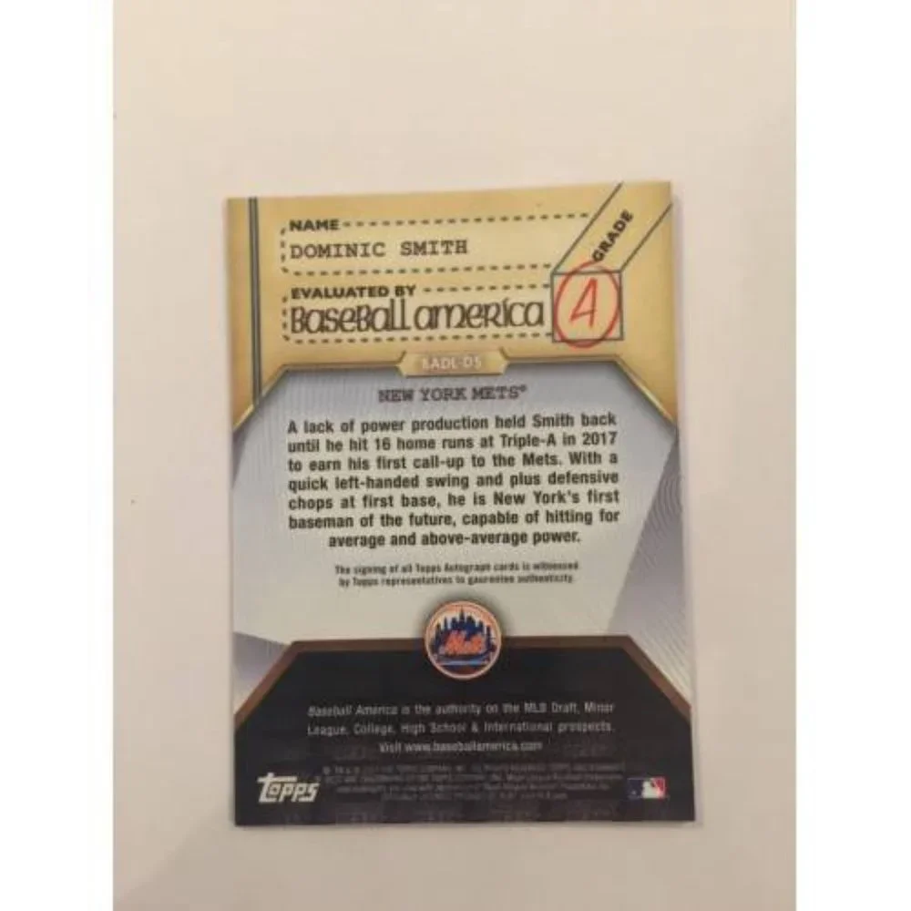 2017 Bowman's Best Dominic Smith NY Mets Deans List Auto #BADL-DS #d 30/75 (020)